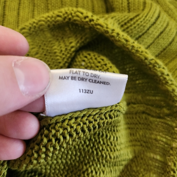 Eileen Fisher Sheen Olive Green 100% Cotton Longsleeve Heavyweight Knit Top L - Picture 11 of 11